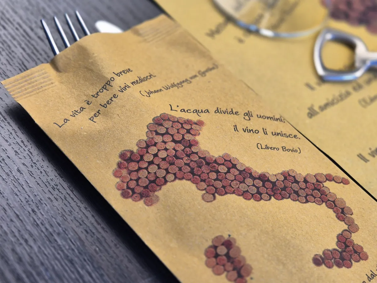 Lunipaper — busta portaposate in carta stampata